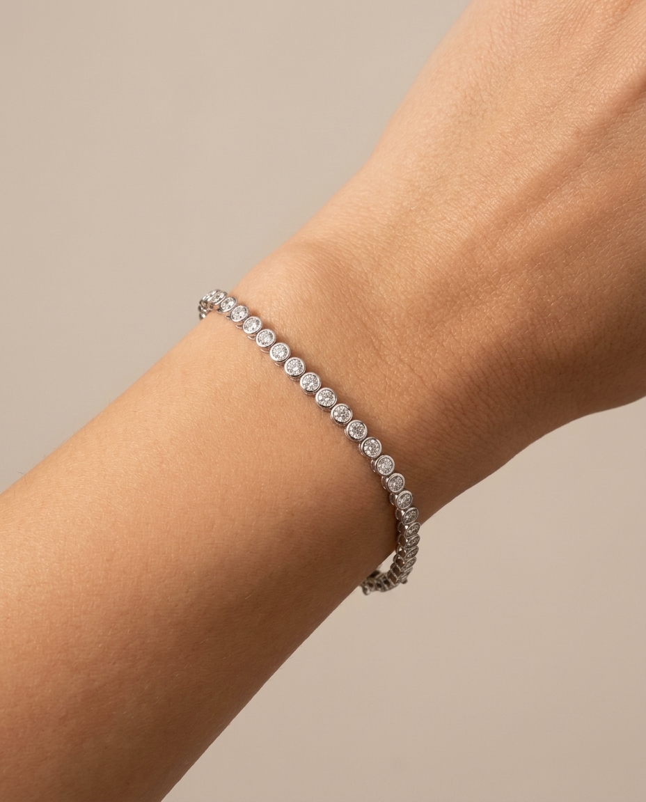 Diamond Bezel Tennis Bracelet on model