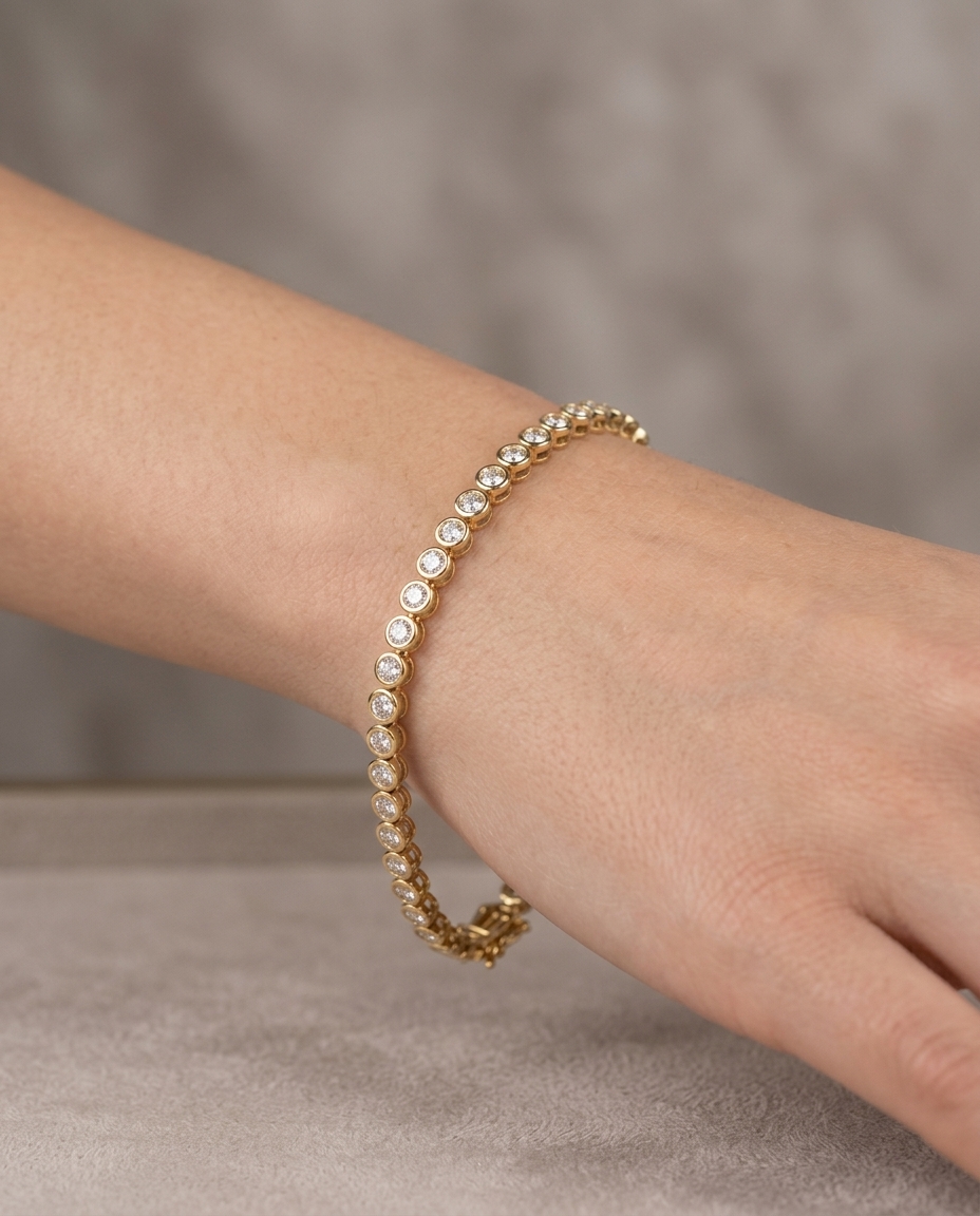 Diamond Bezel Tennis Bracelet on model