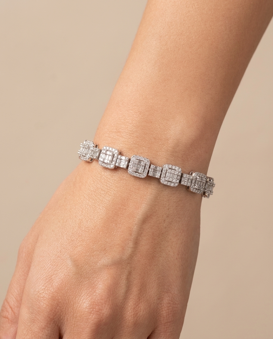 14KT Gold Diamond Bracelet on model