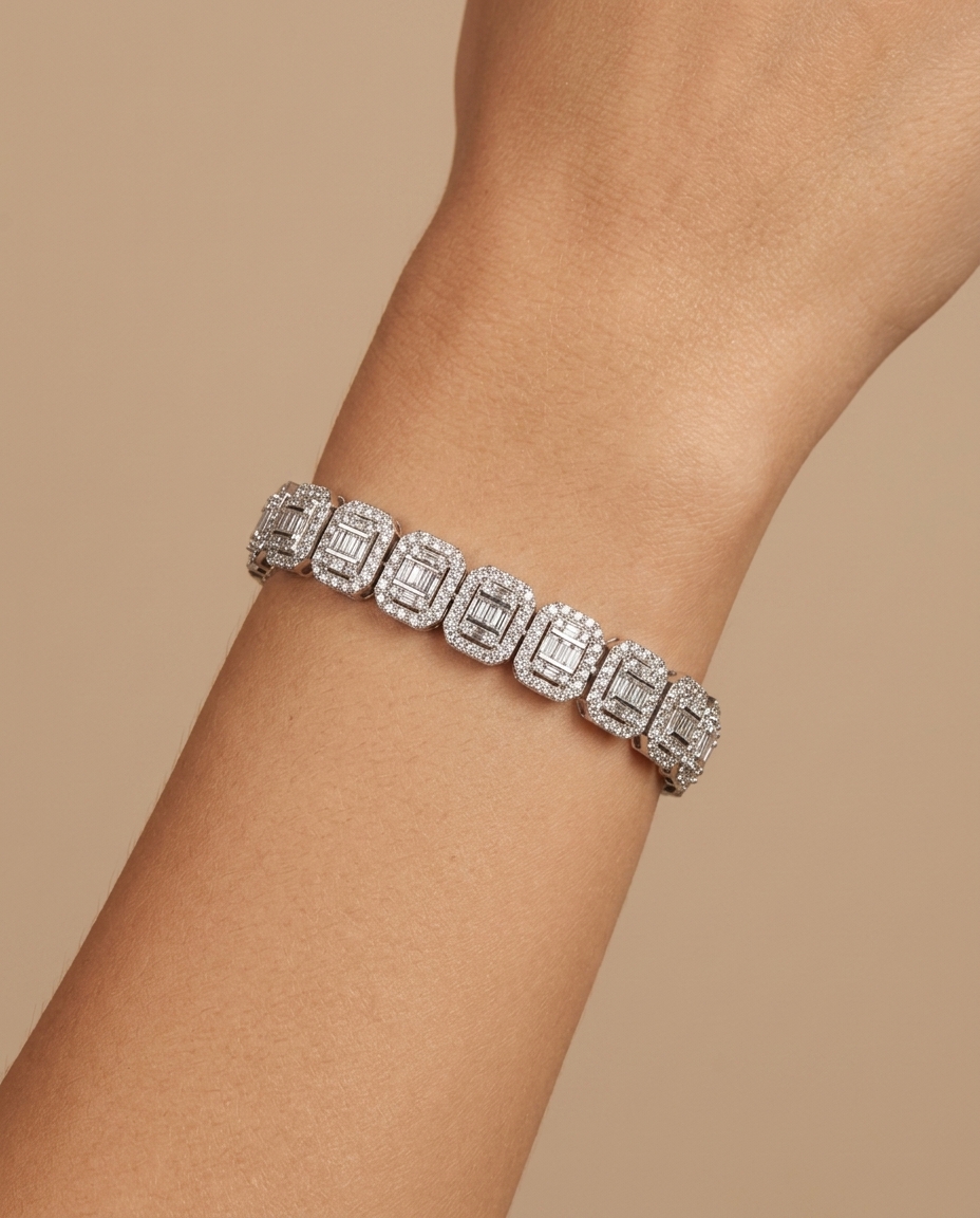 14KT Gold Diamond Bracelet on model