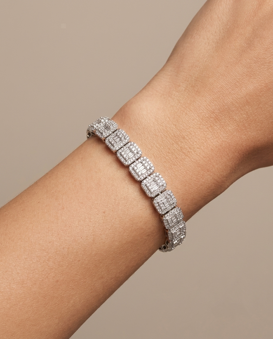14KT Gold Diamond Bracelet on model