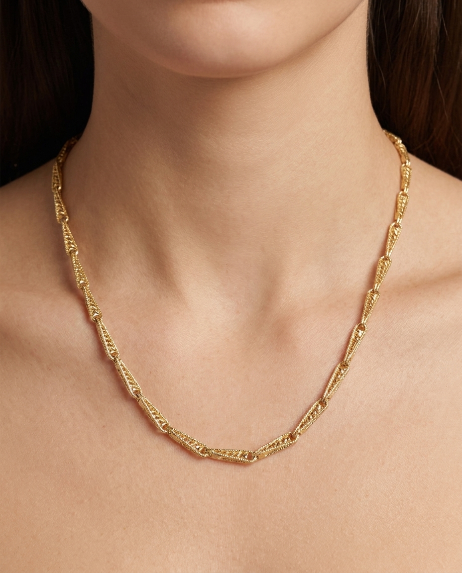 14KT Yellow Gold Necklace on model