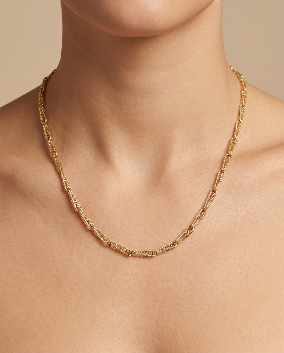 14KT Yellow Gold Necklace on model
