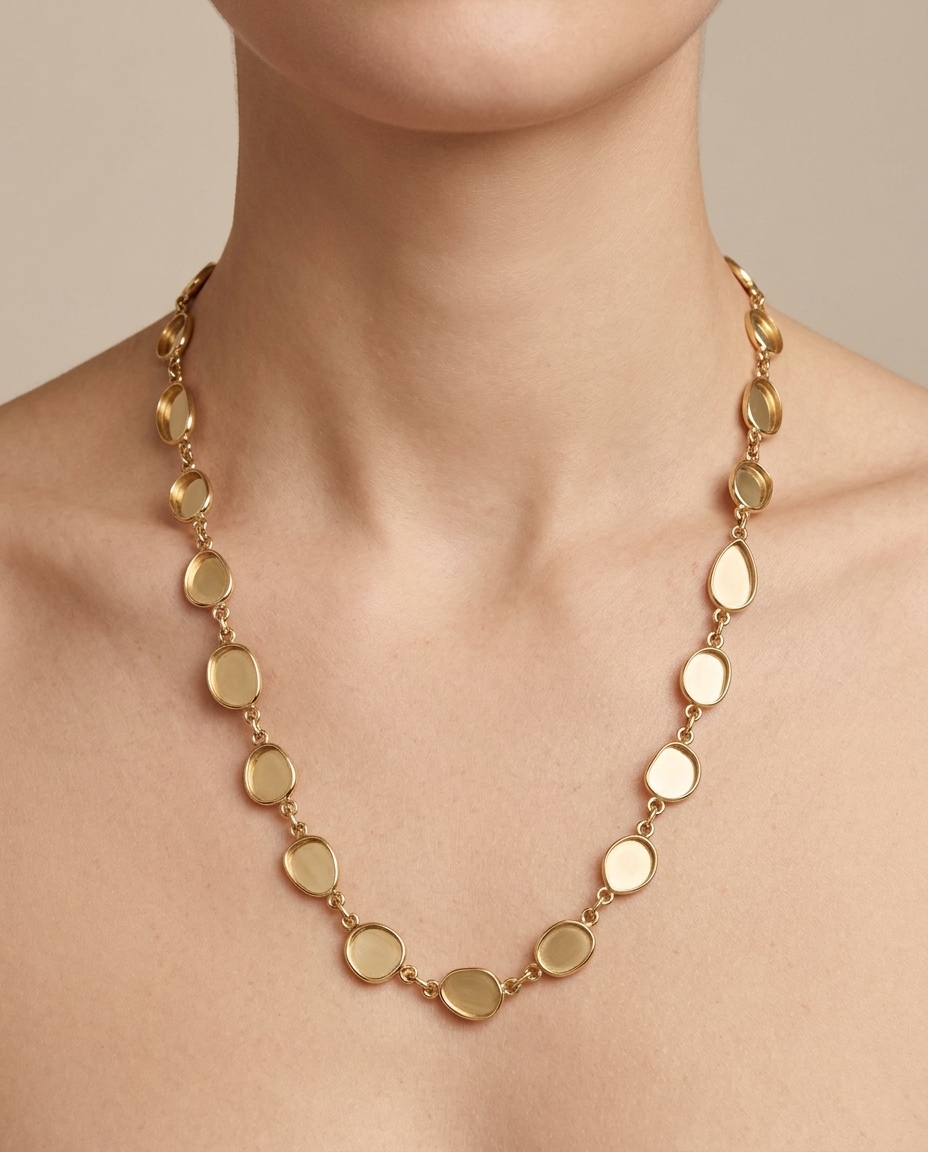 18KT Multi Tourmaline Rose Cut Necklace on model