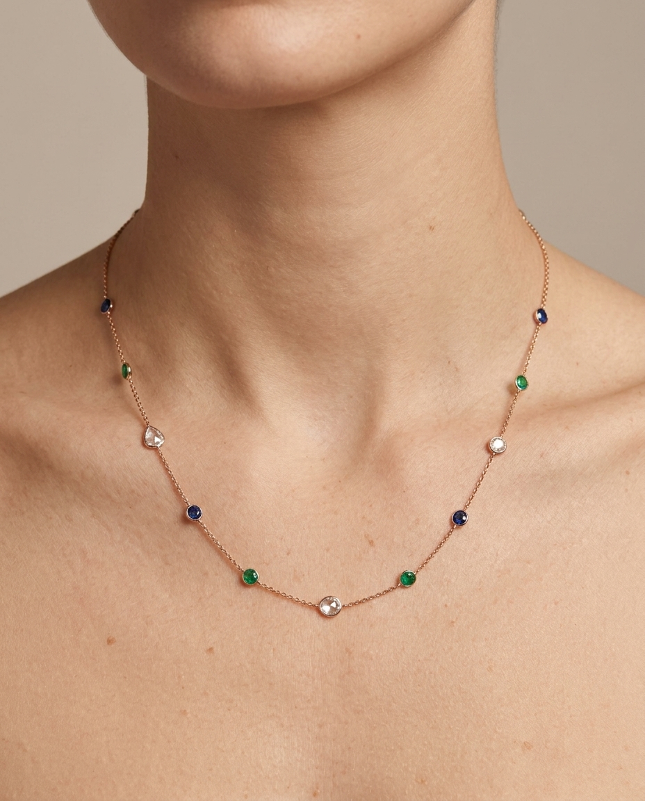 Diamond Stone Necklace on model