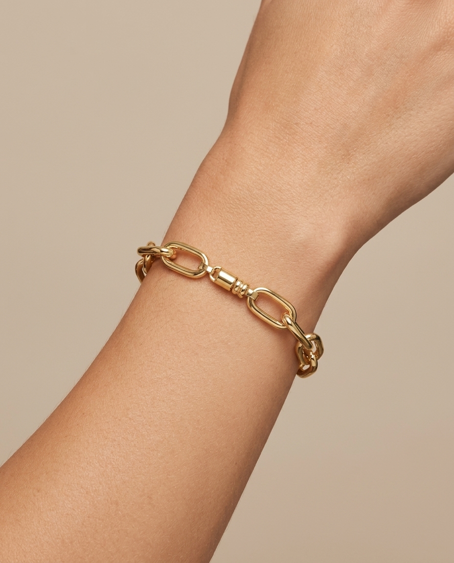 14KT Yellow Gold Bracelet 8" on model