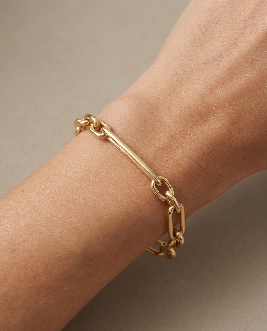 14KT Yellow Gold Bracelet 8" on model