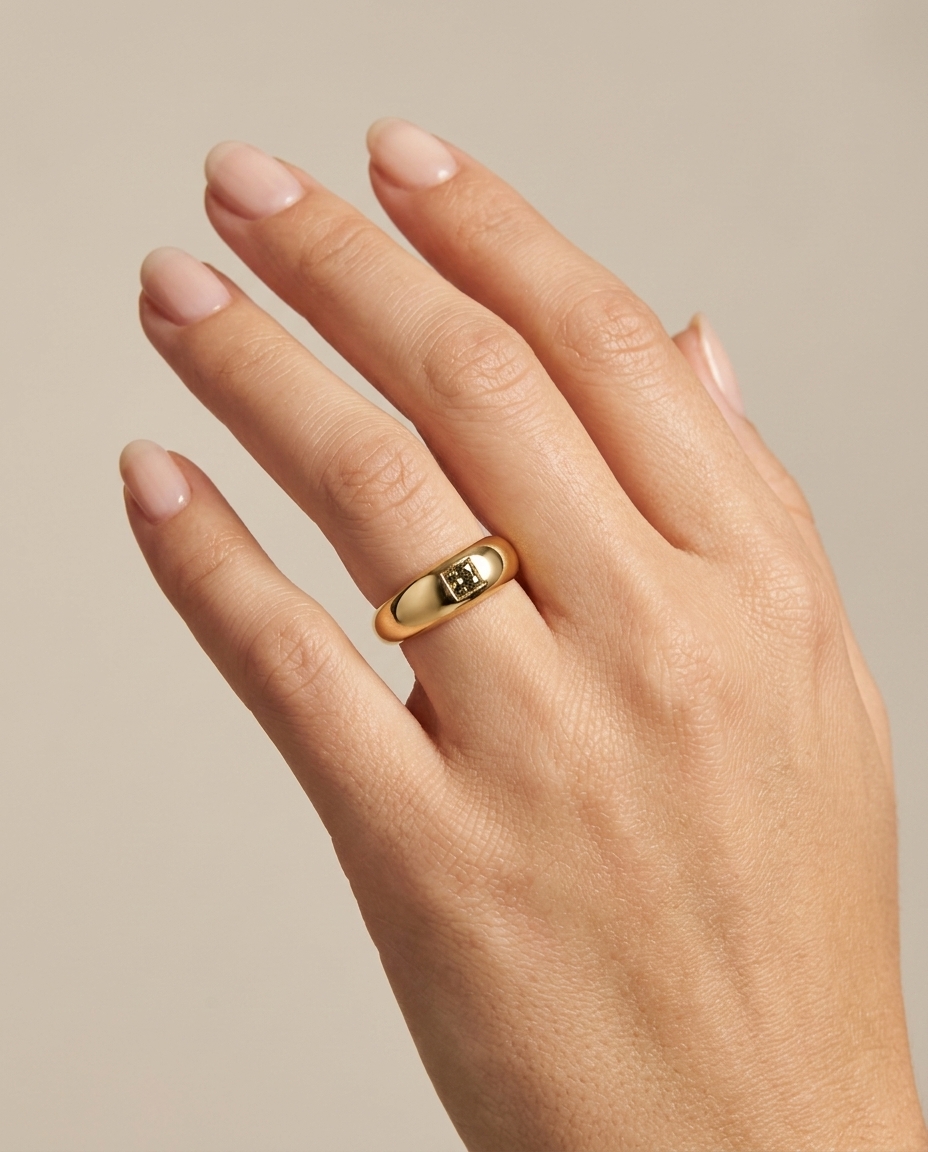 14KT Yellow Gold Fancy Diamond Ring on model
