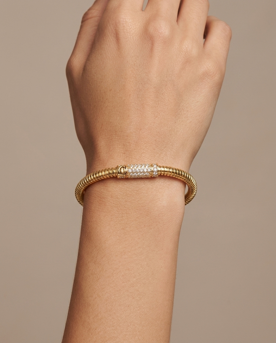 14KT Yellow Gold Diamond Bracelet on model