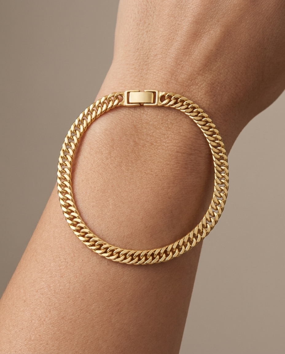 14KT Gold Cuban (6MM) Bracelet on model