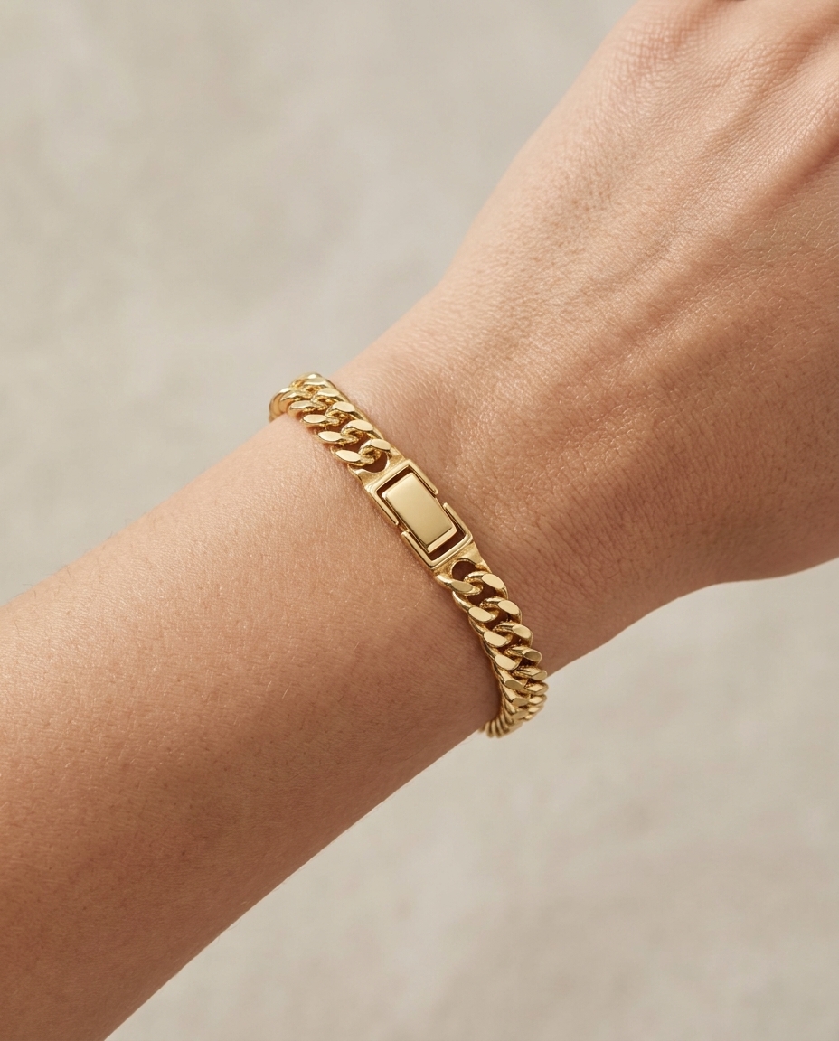 14KT Gold Cuban (6MM) Bracelet on model