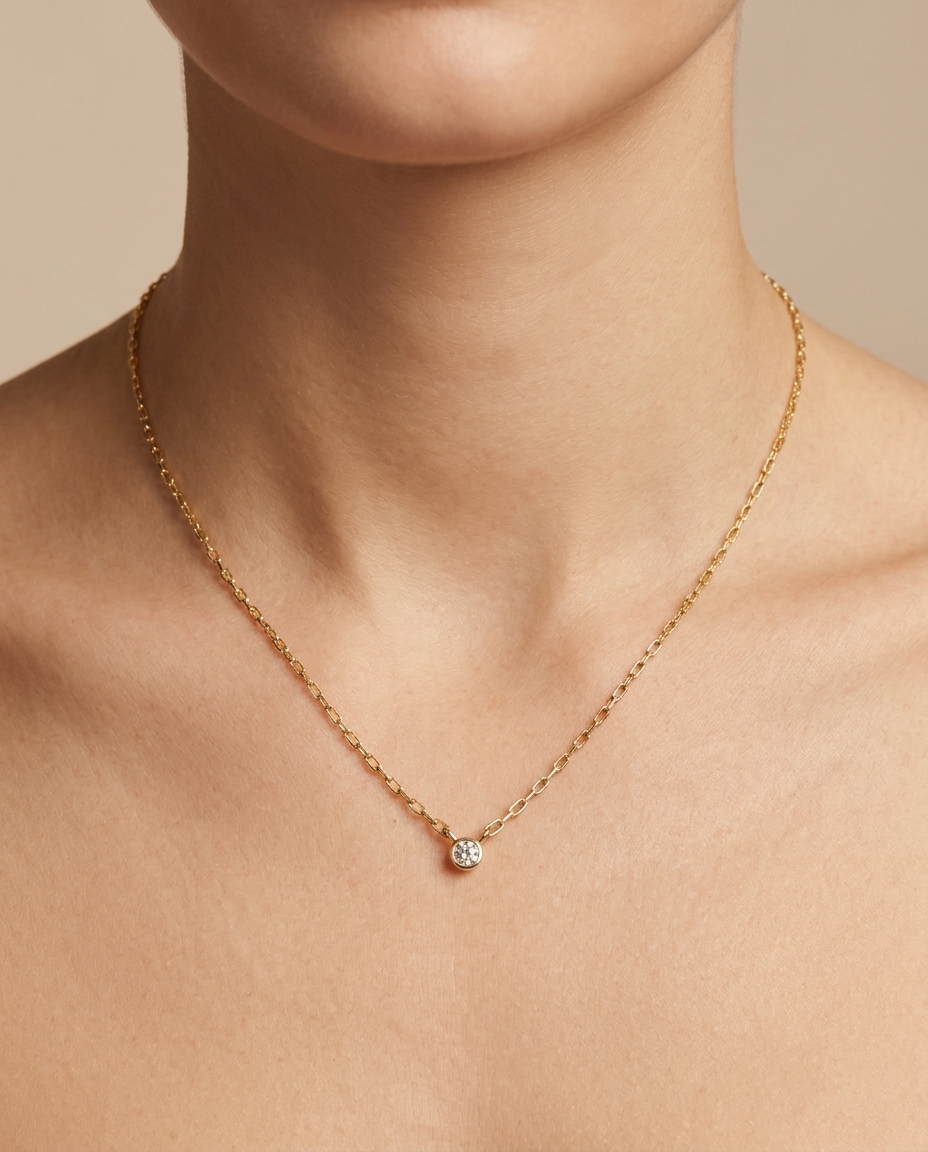 14KT Gold Diamond BY the Yard Necklace on model