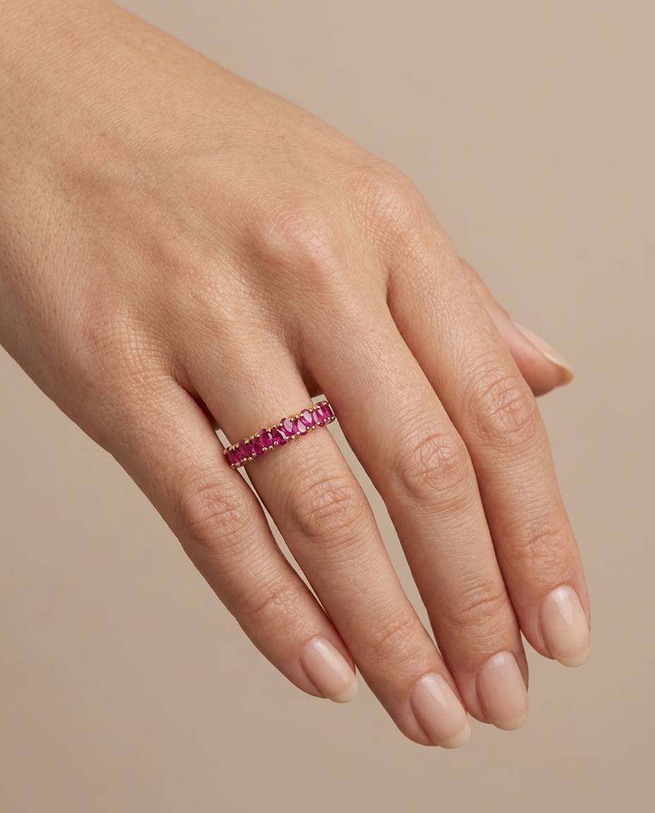 14KT Gold Ruby Ring on model