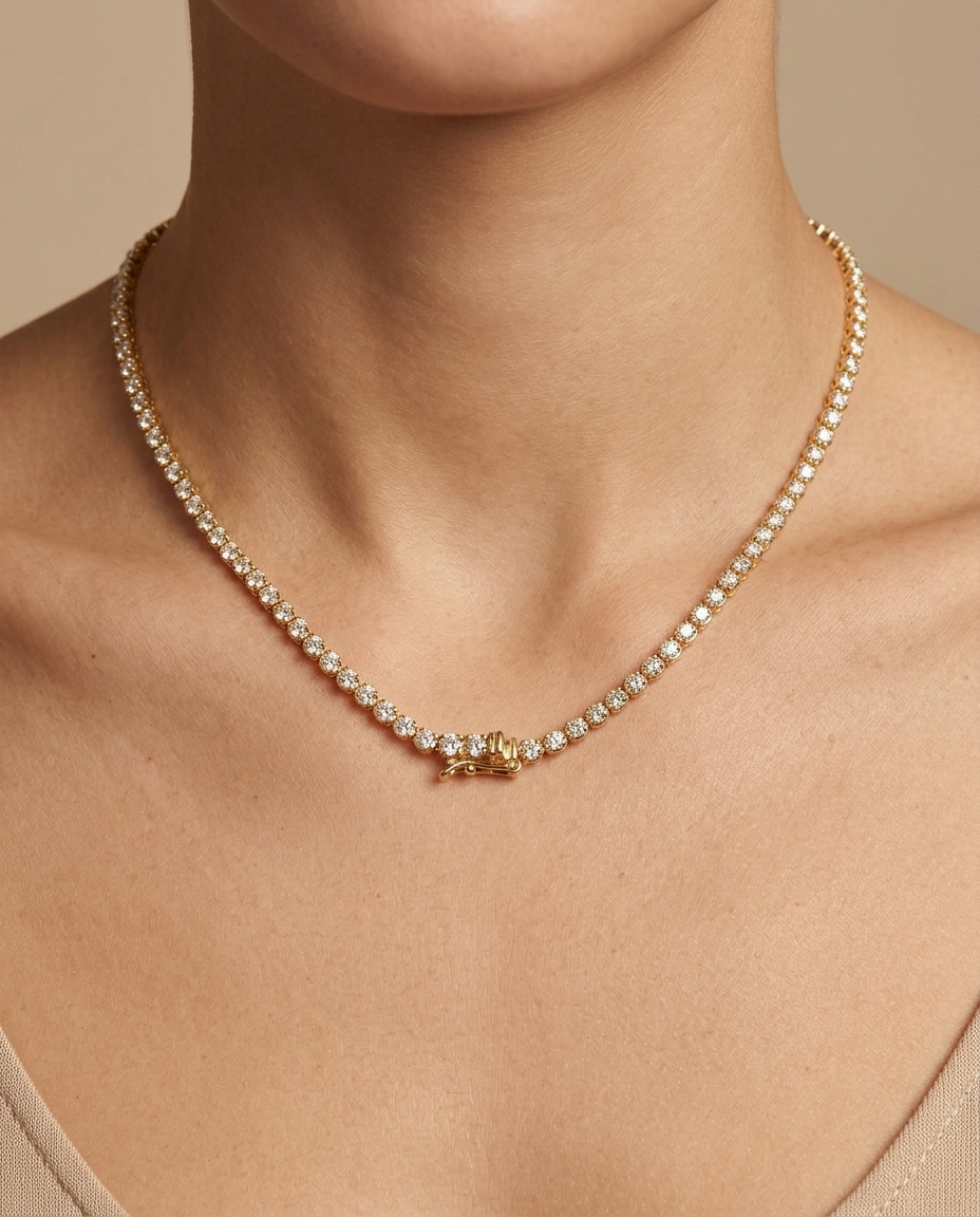 14KT Gold Diamonds Buttercup Graduated Necklace on model