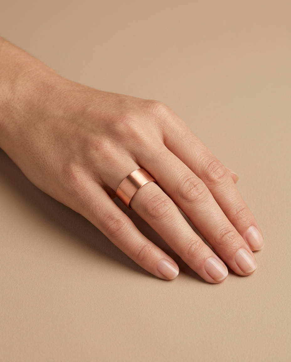 14KT Rose Gold Cigar Ring on model