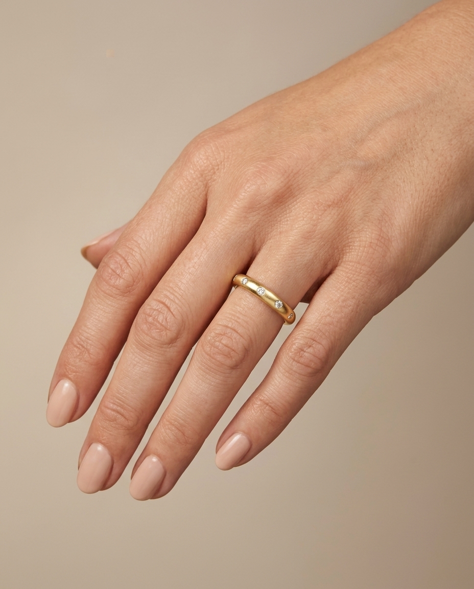 14KT Yellow Gold Diamond Ring on model