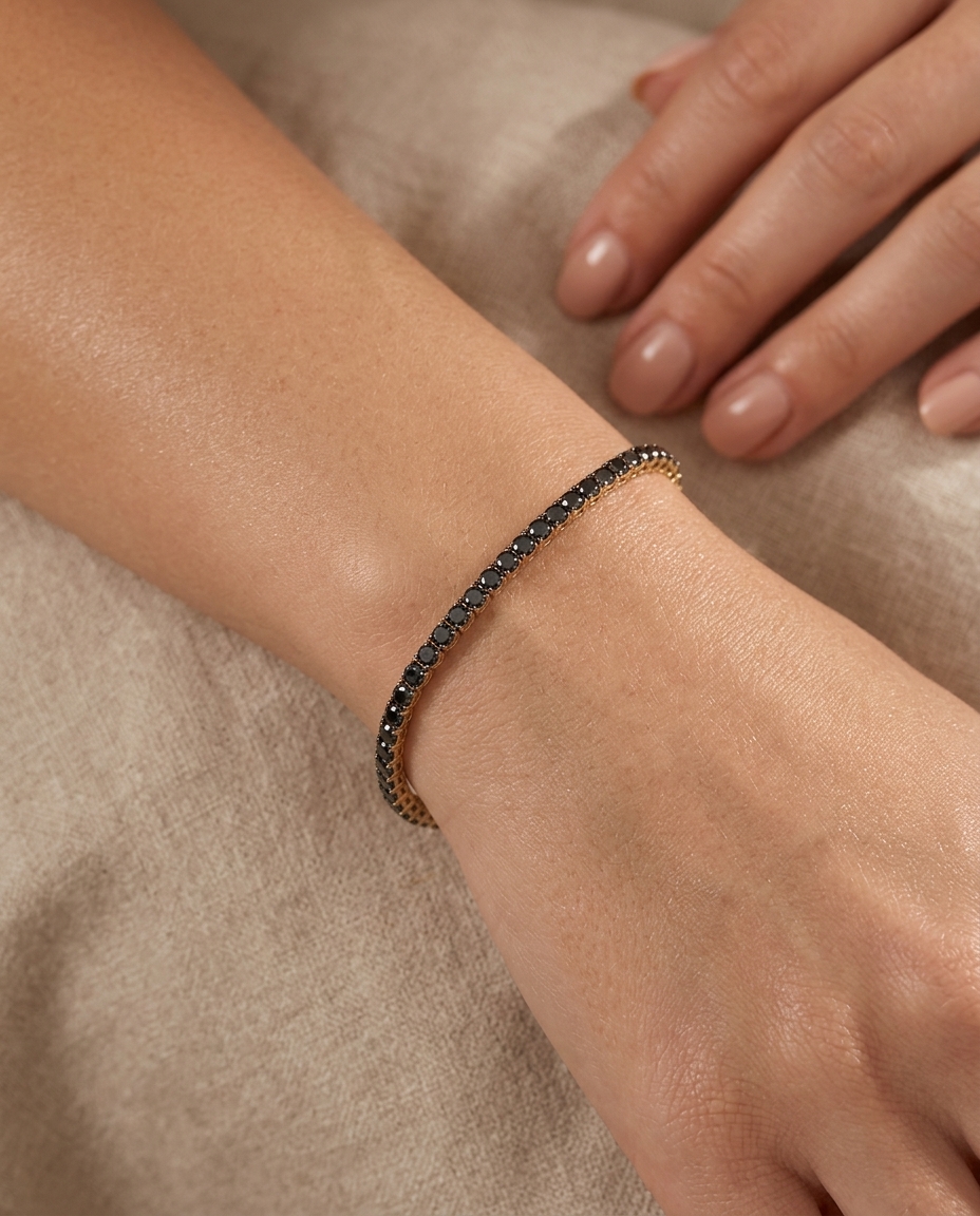 14KT Yellow Gold Black Diamond Bracelet (5.00 CTS) on model