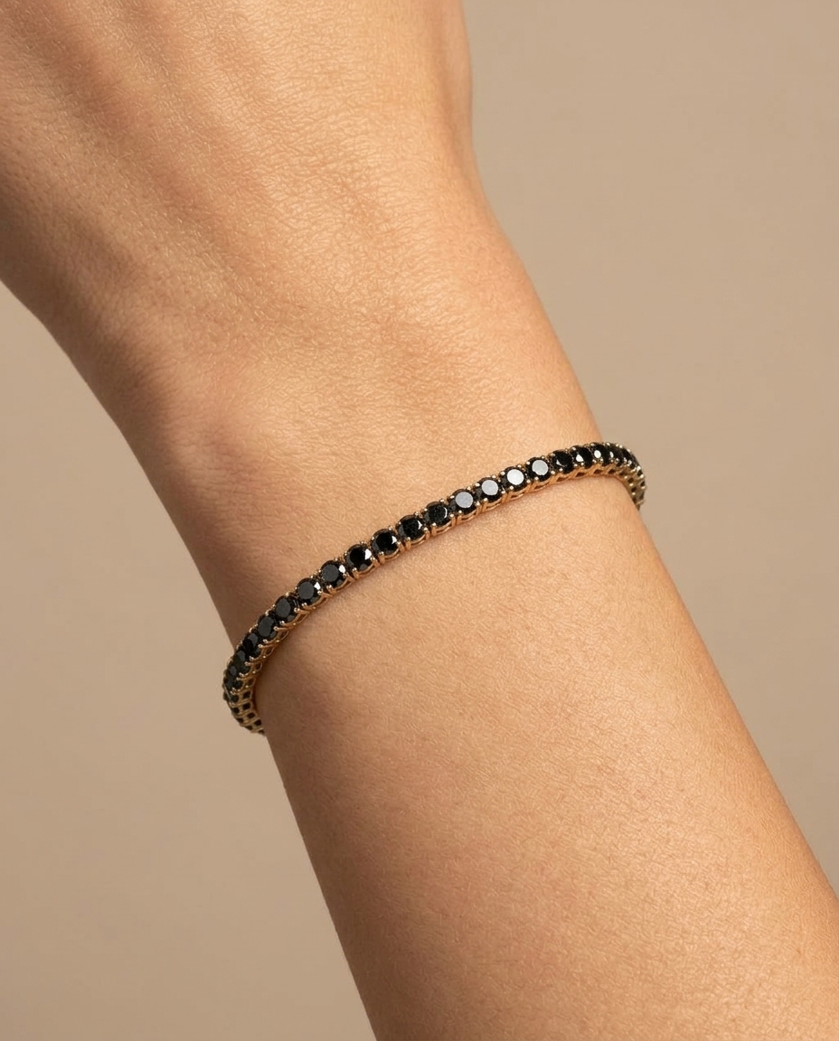 14KT Yellow Gold Black Diamond Bracelet (8.00 CTS) on model