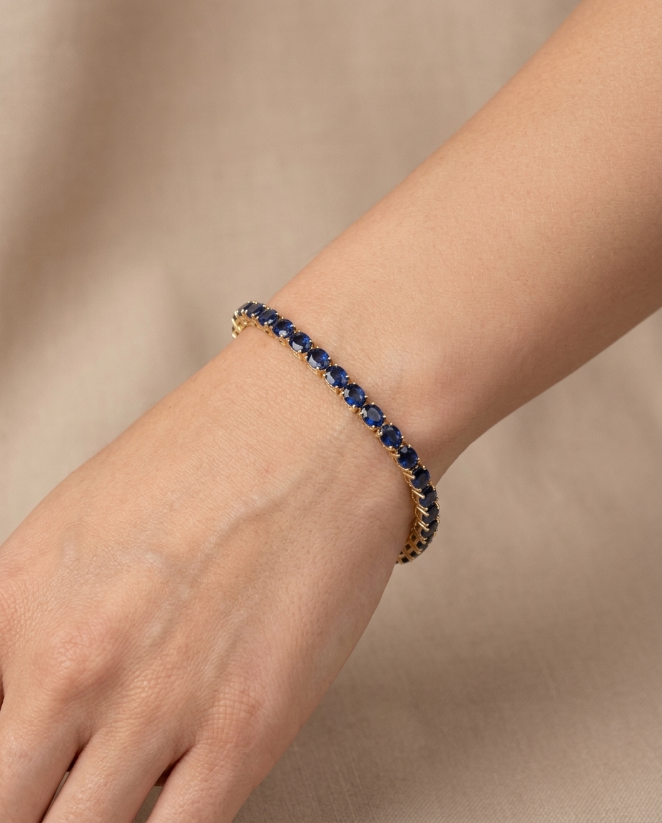 14KT Gold Sapphire Bracelet on model