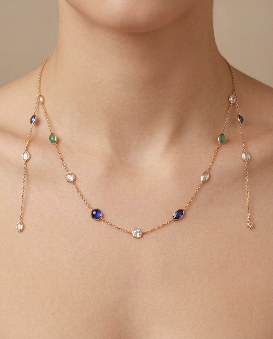Diamond Stone Necklace on model