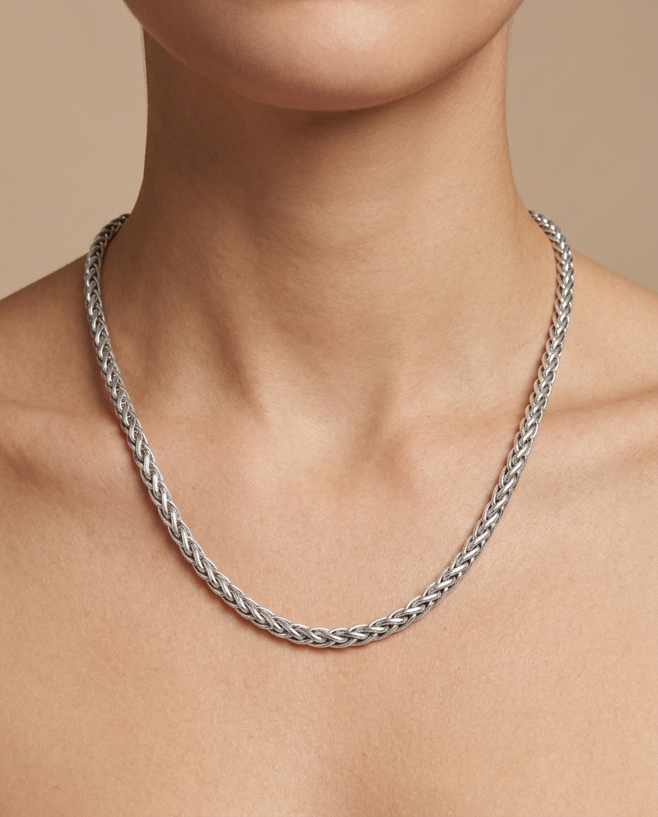 14KT White Gold Necklace on model