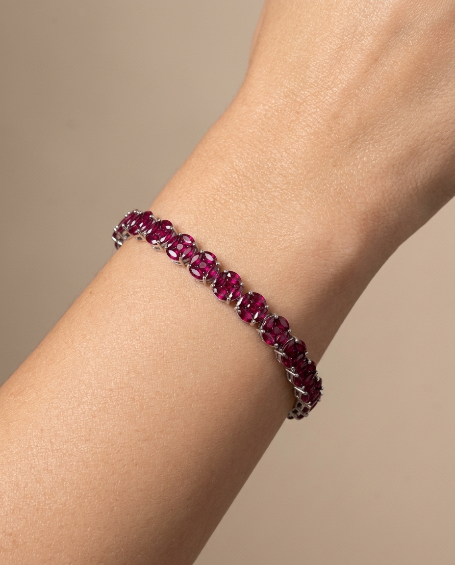 18KT White Gold Ruby with Braclet on model