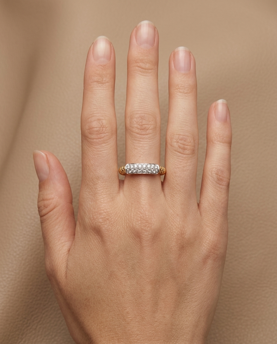 18KT Yellow Gold Diamond Ring on model