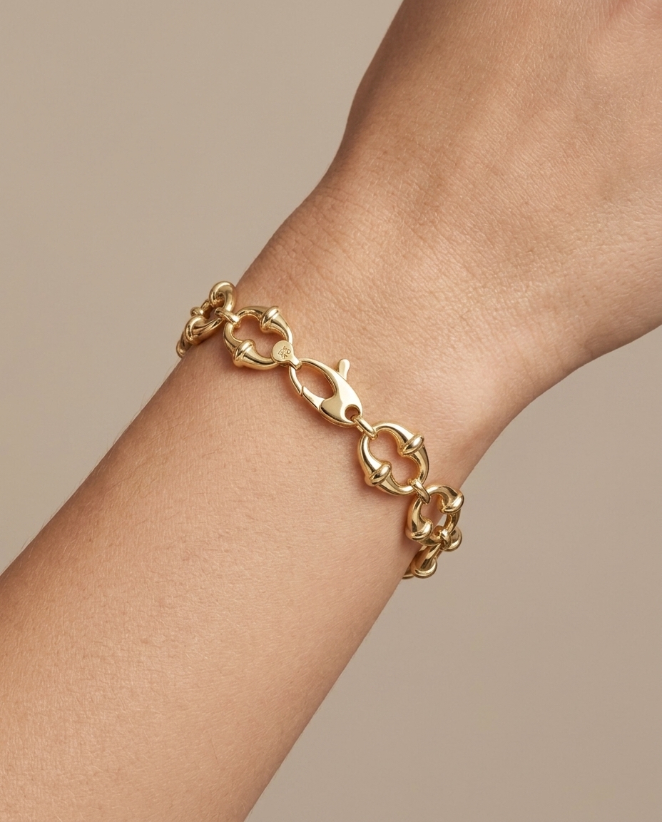 14KT Yellow Gold Bracelet 7.5" on model