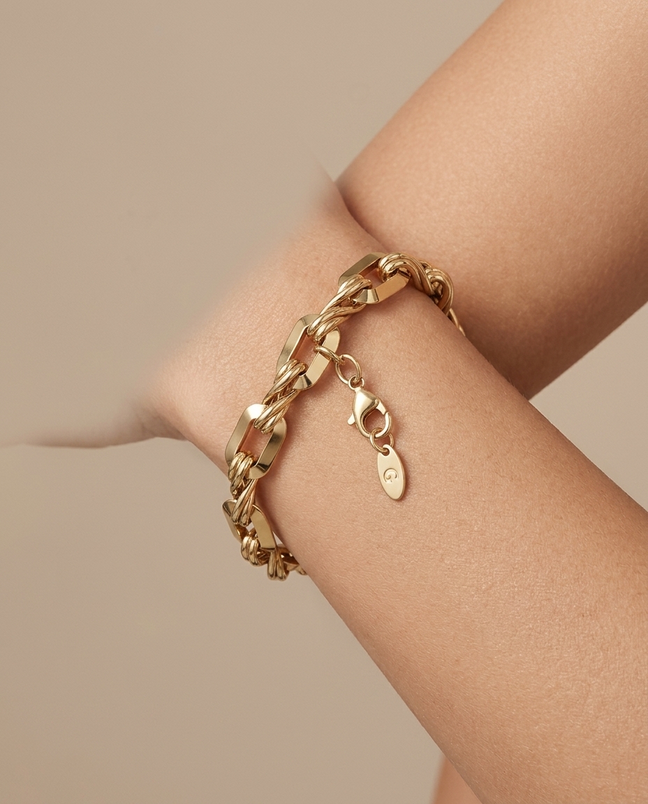 14KT Gold Bracelet on model