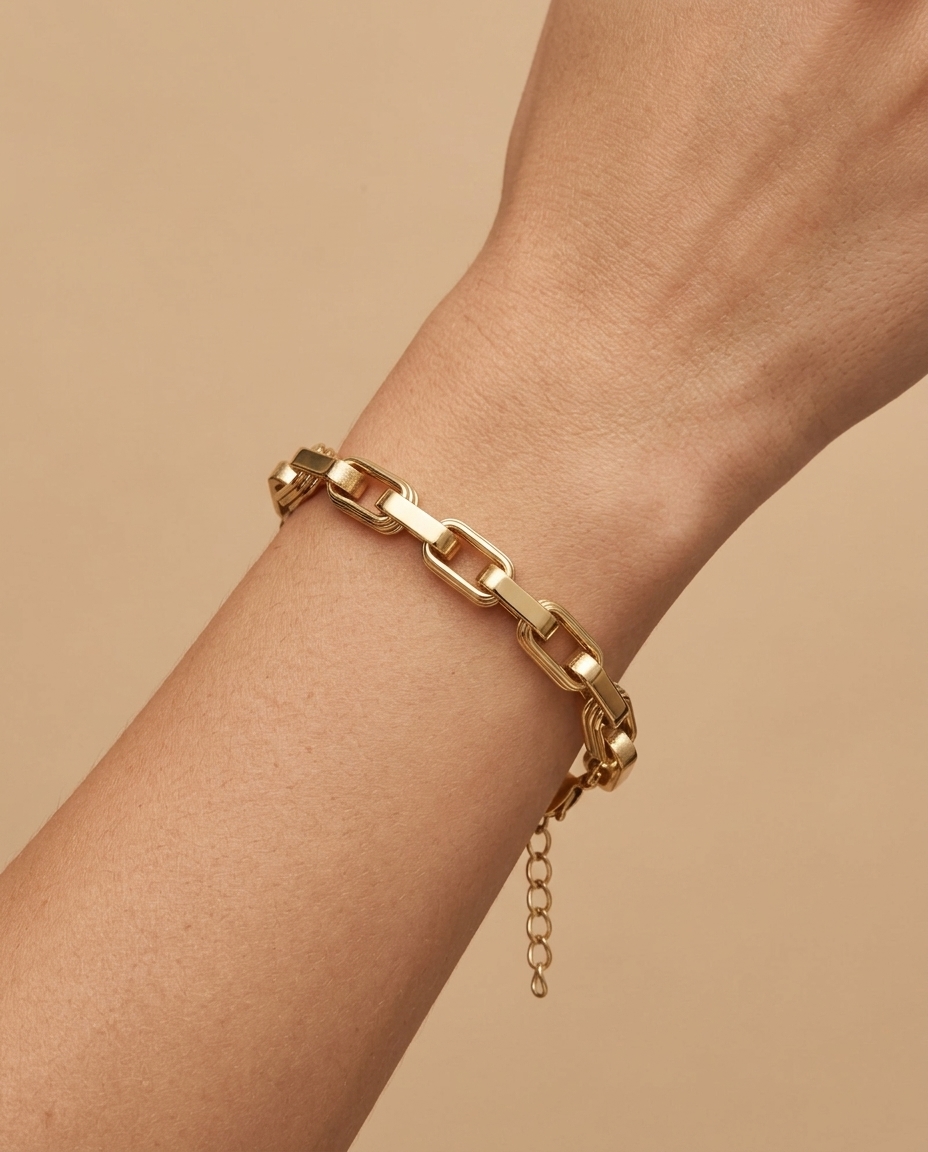 14KT Yellow Gold Two-Tone Matte Finish Bracelet 8" on model