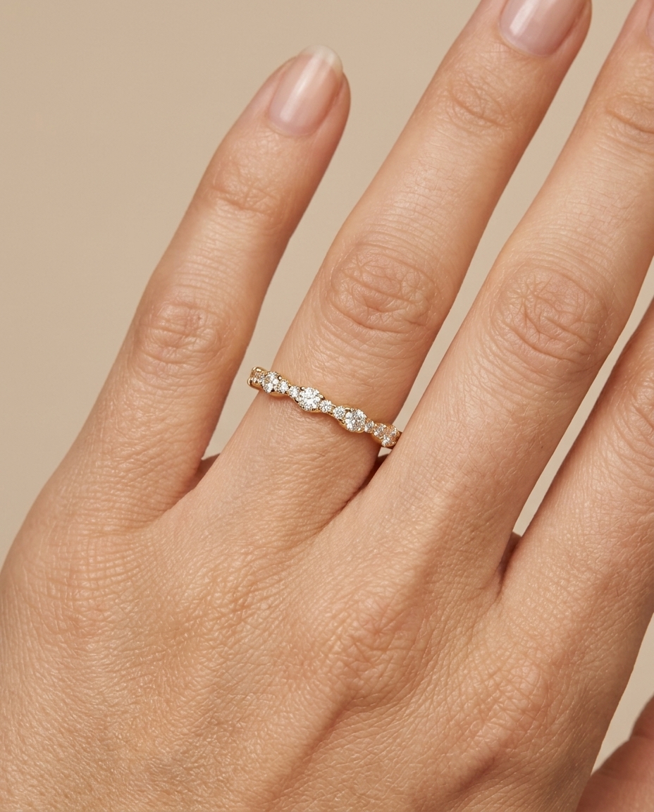 14KT Yellow Gold Diamond Ring on model