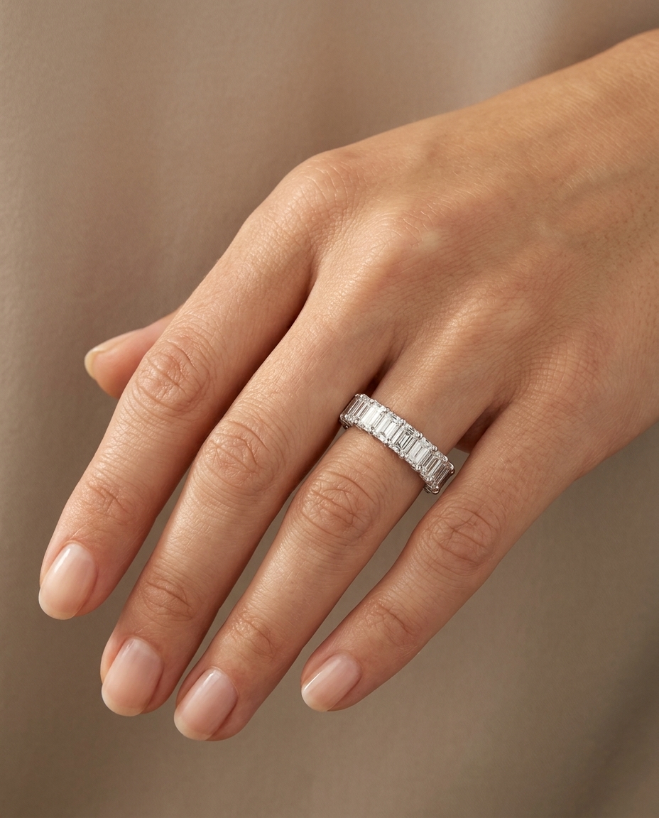 14KT White Gold Diamond Ring on model