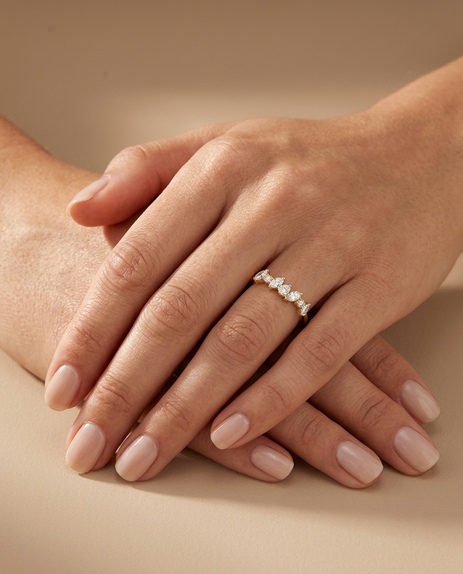 14KT Gold Diamond Ring on model