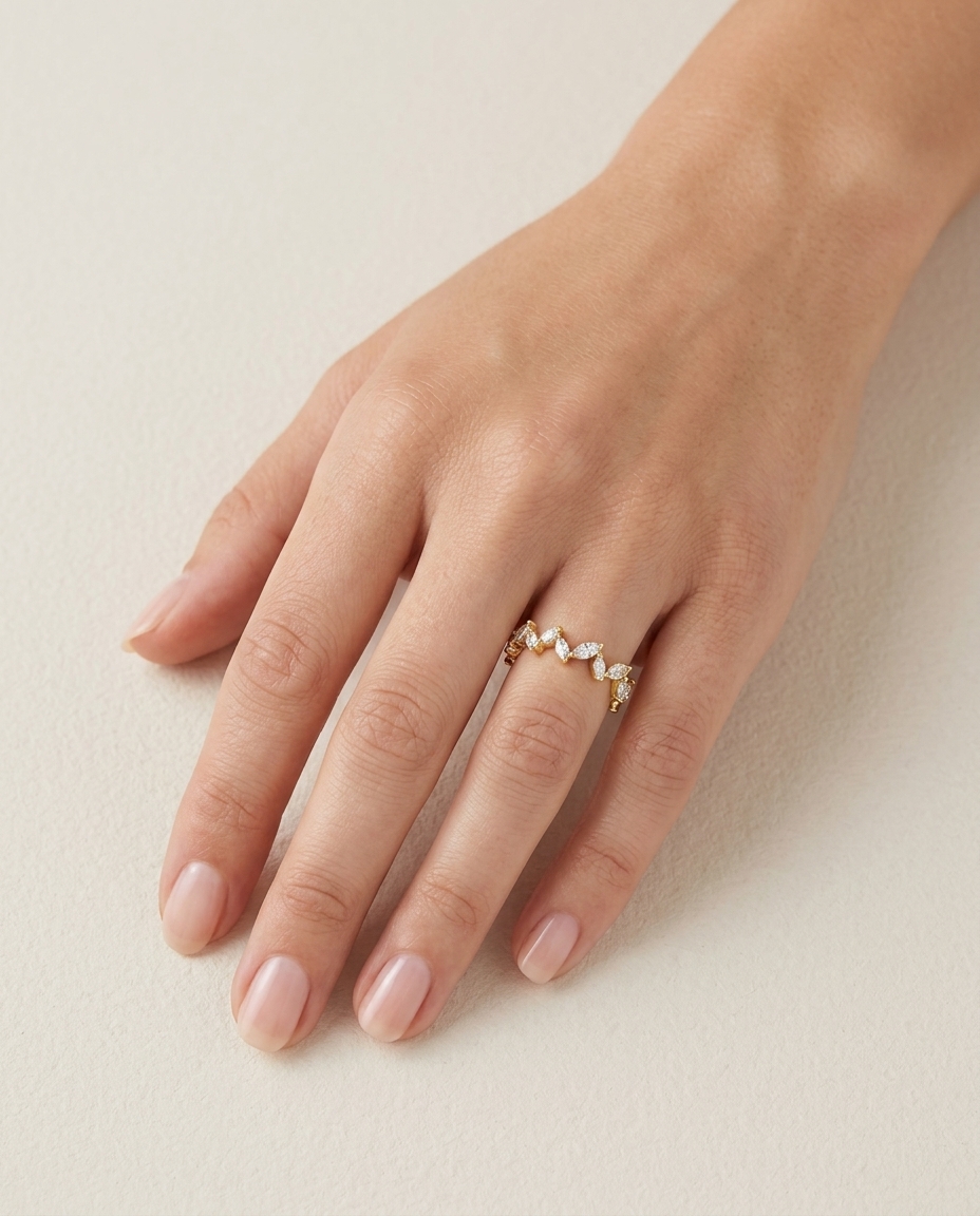 14KT Yellow Gold Diamond Ring on model