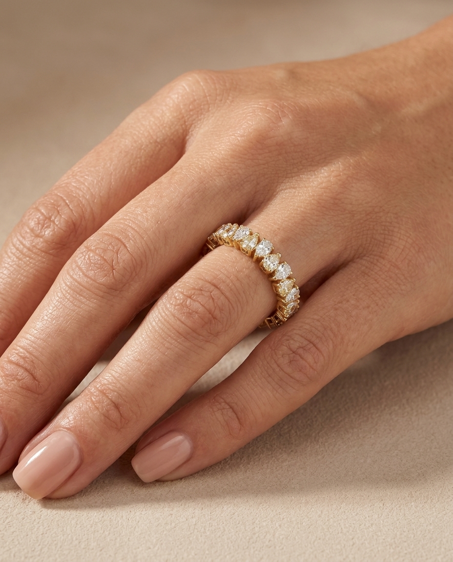 14KT Yellow Gold Diamond Wrap Around Ring on model