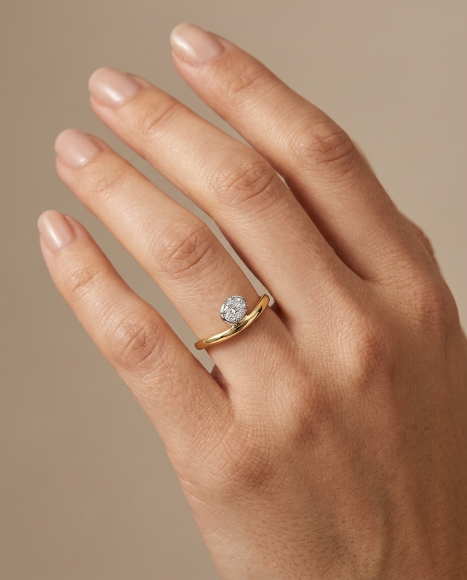 14KT Gold Diamond Ring on model