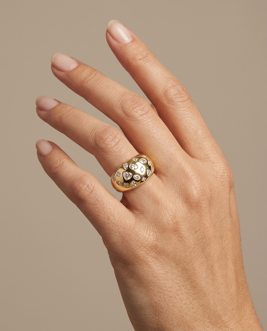 14KT Gold Diamond Ring on model