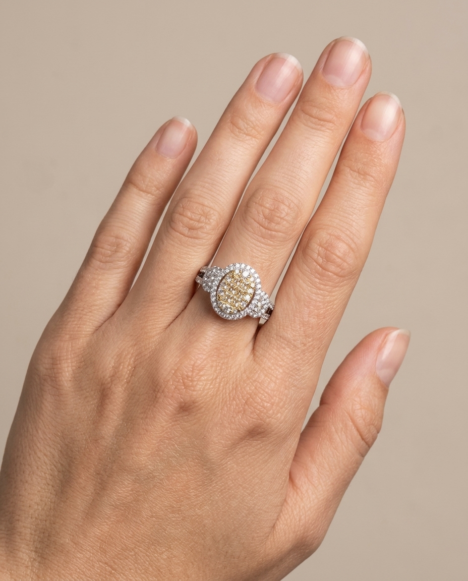 14KT Yellow/White Gold Diamond Ring on model