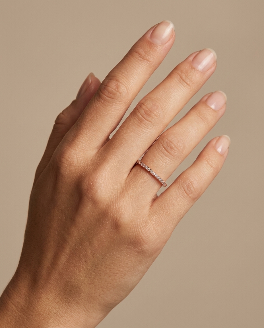 Diamond Ring Half Band on model