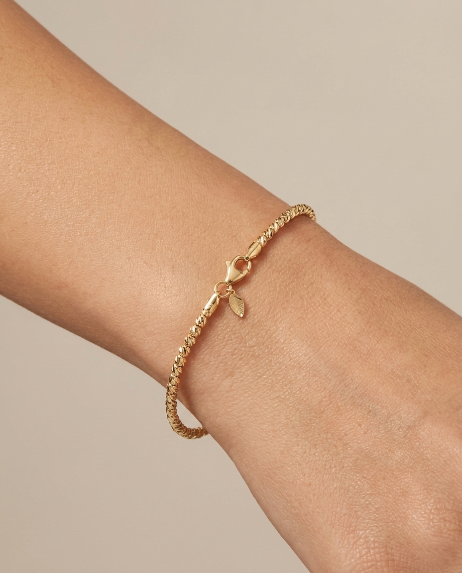 14KT Gold Bracelet on model