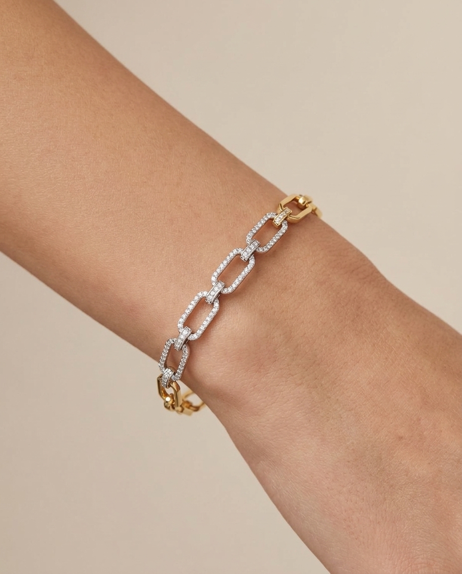 14KT Gold Diamond Bracelet on model