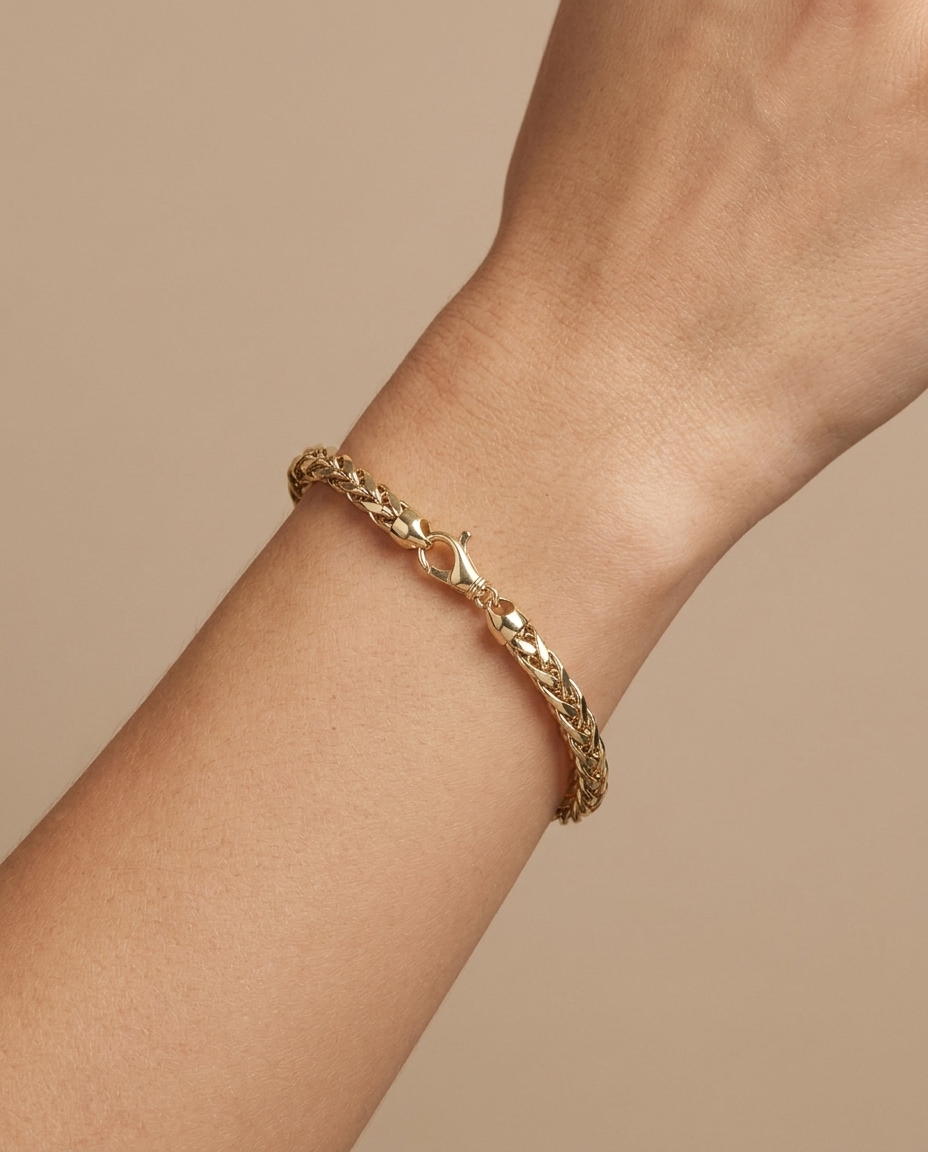 14KT Yellow Gold Bracelet 8" on model