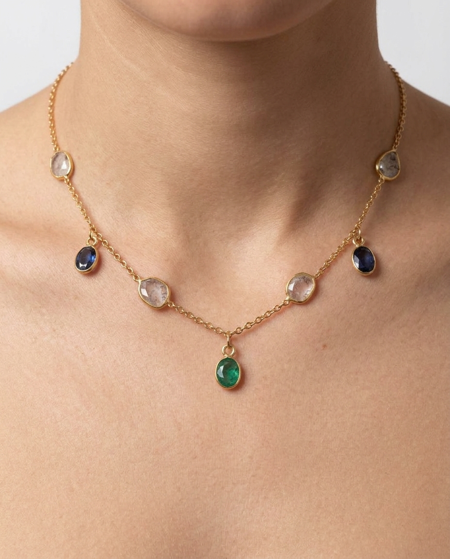 Diamond Stone Necklace on model