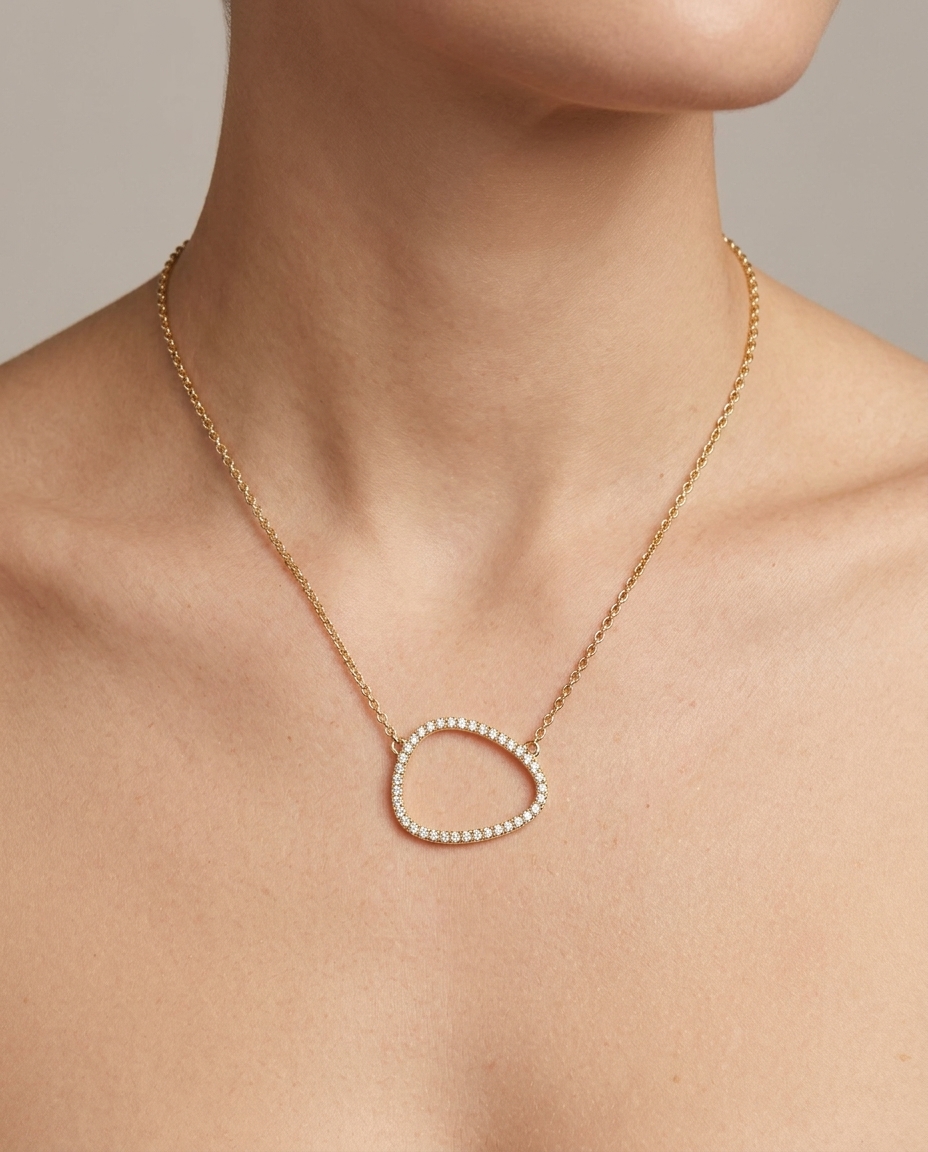 Diamond Open Irregular Necklace on model