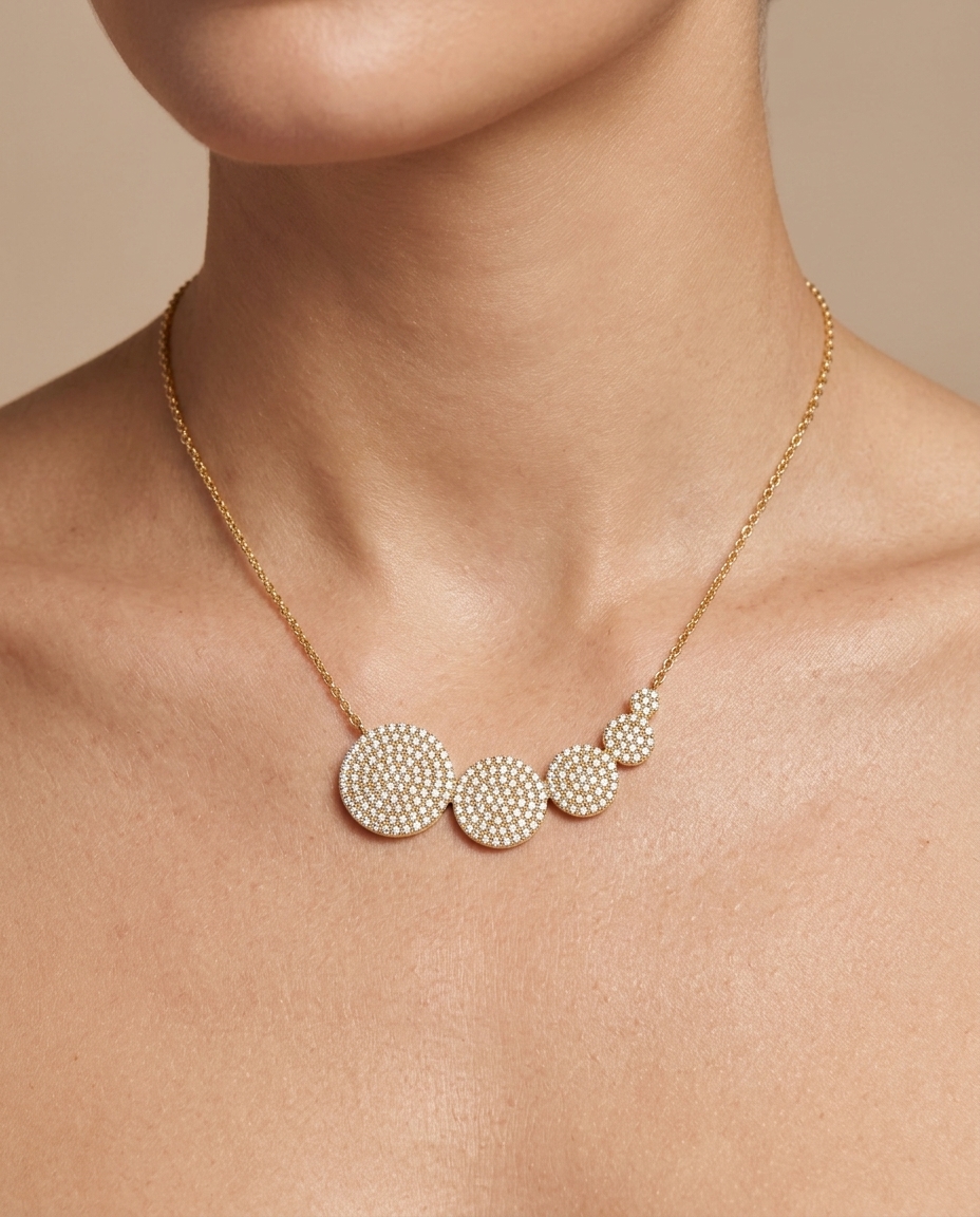 14KT Gold Diamond Necklace on model