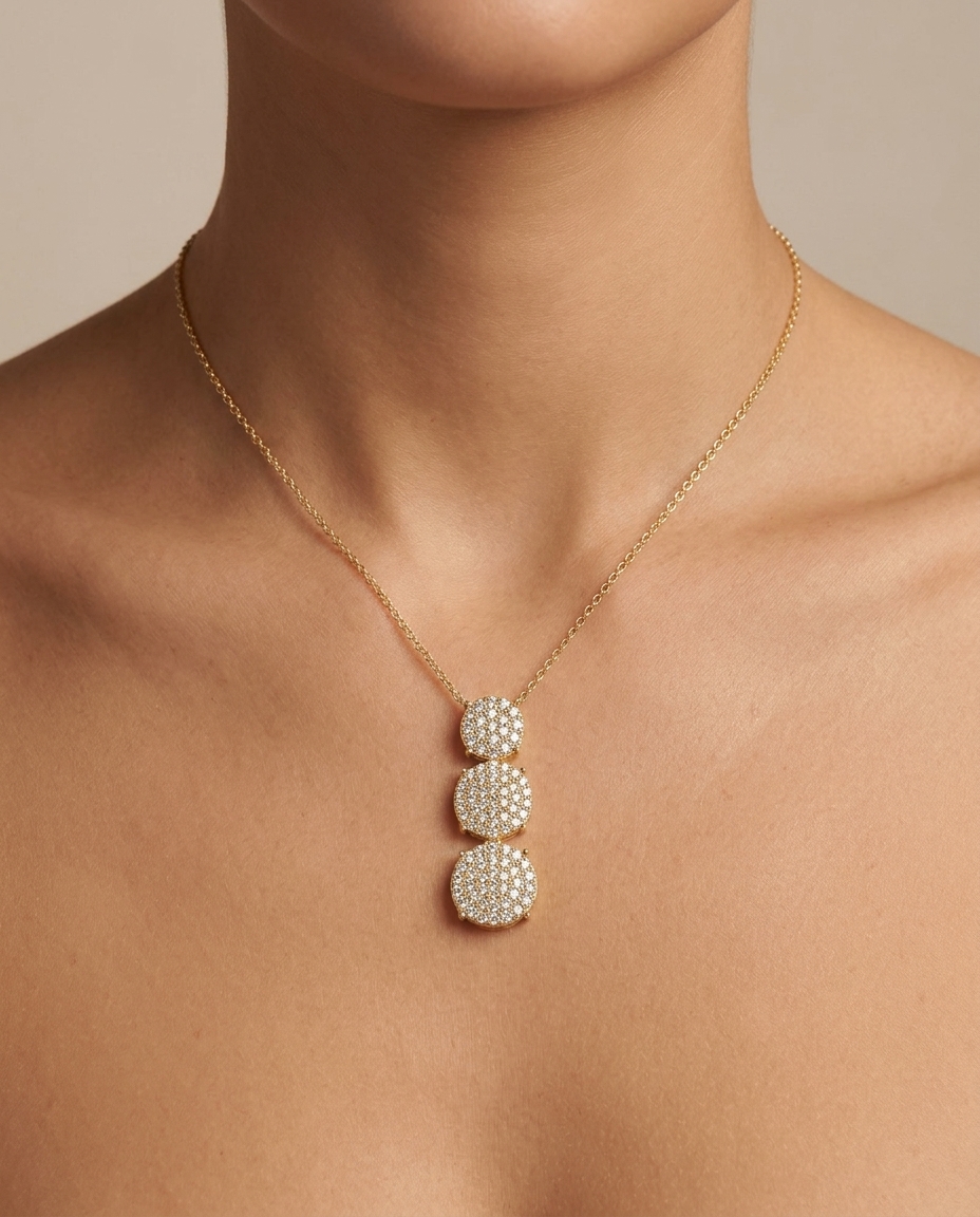 14KT Gold Diamond Necklace on model