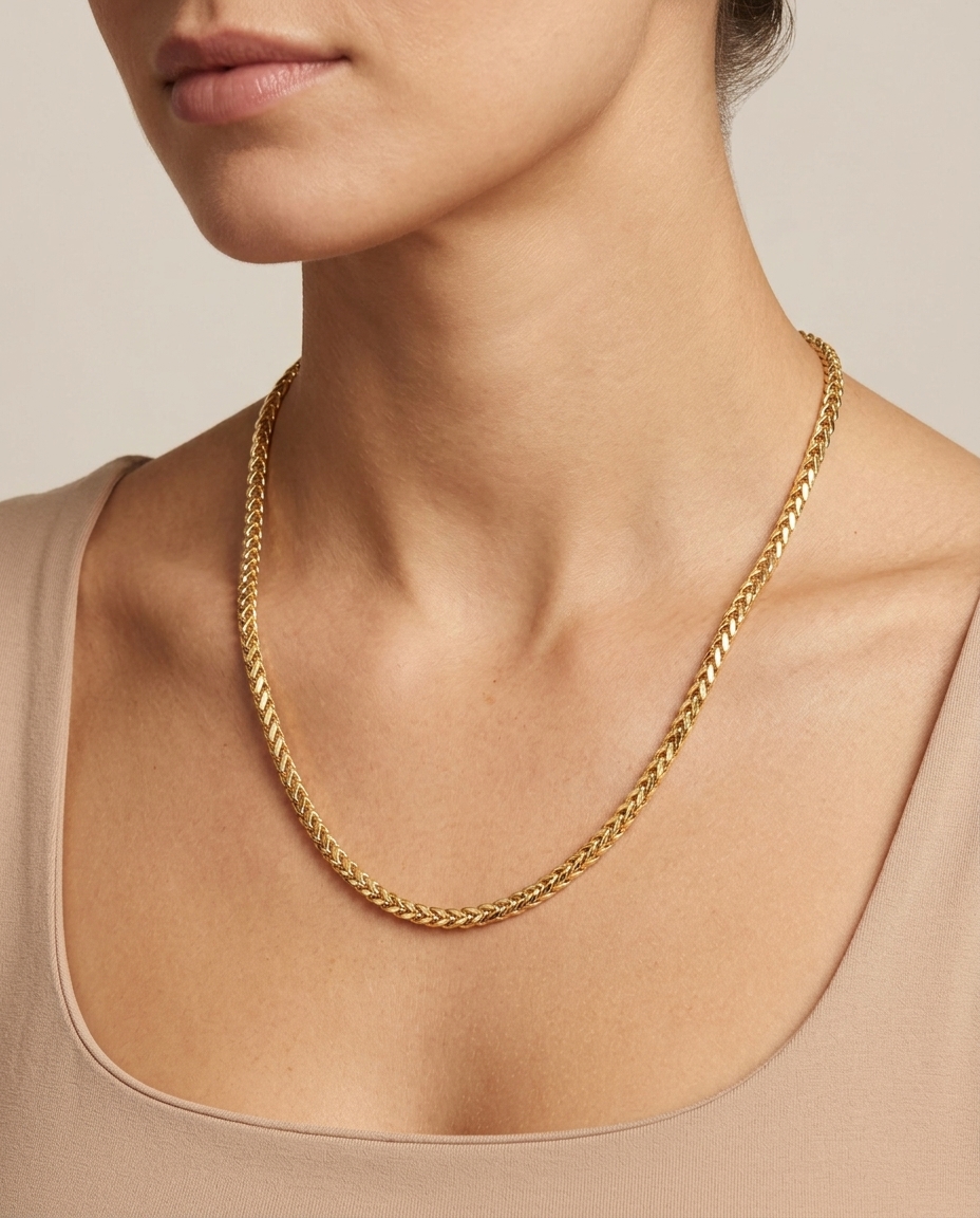 14KT Yellow Gold Necklace on model