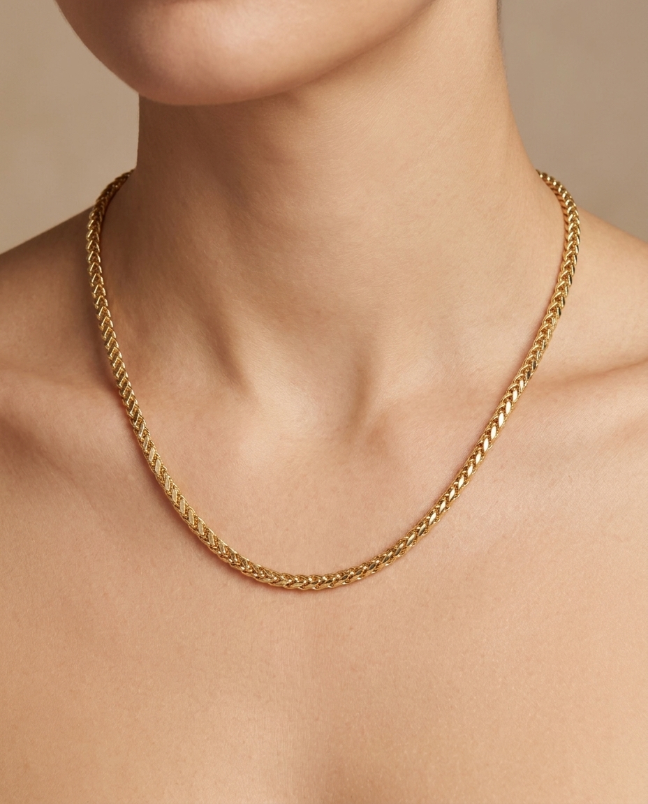 14KT Yellow Gold Necklace on model