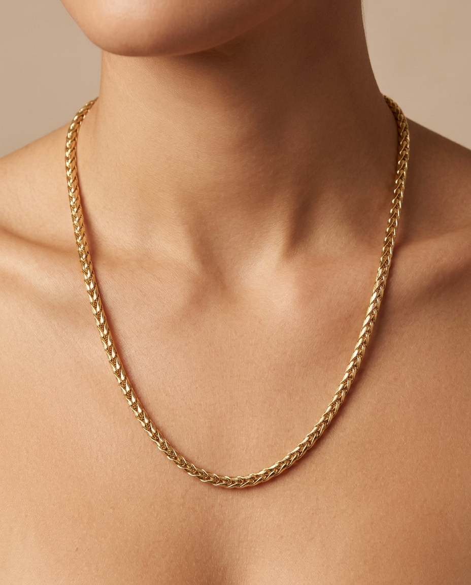 14KT Yellow Gold Necklace on model