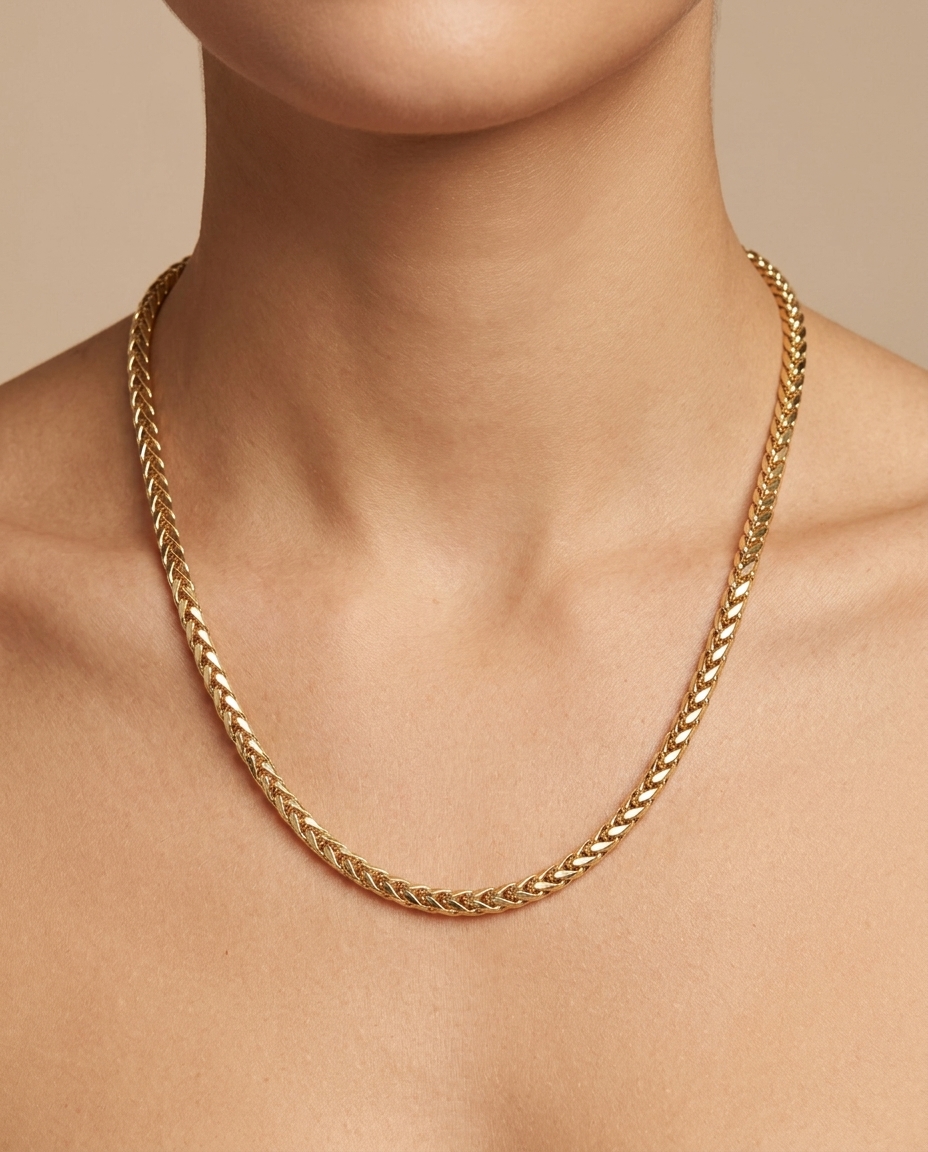 14KT Yellow Gold Necklace on model